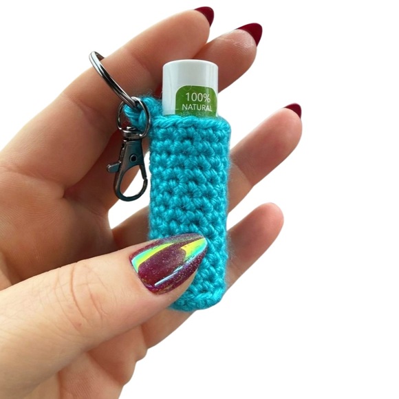 BUY NOW PICK 1 Handmade Crochet Chapstick Holder Keychain Gift - Picture 10 of 11